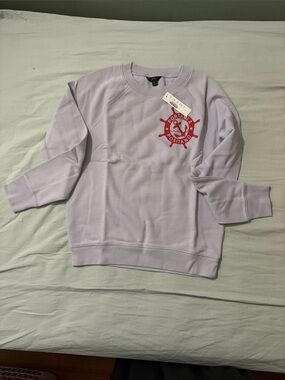 J. Crew Lilac Sweatshirt with Red Anchor Graphic
